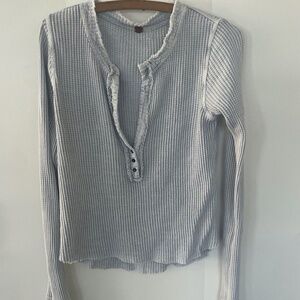 free people One Colt raw rustic baby blue henley L